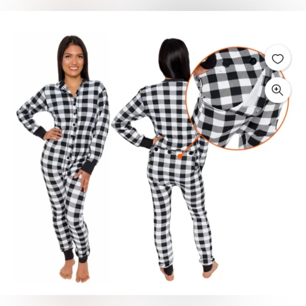 Silver Lilly Union Suit with Drop seat back Plaid Size Medium